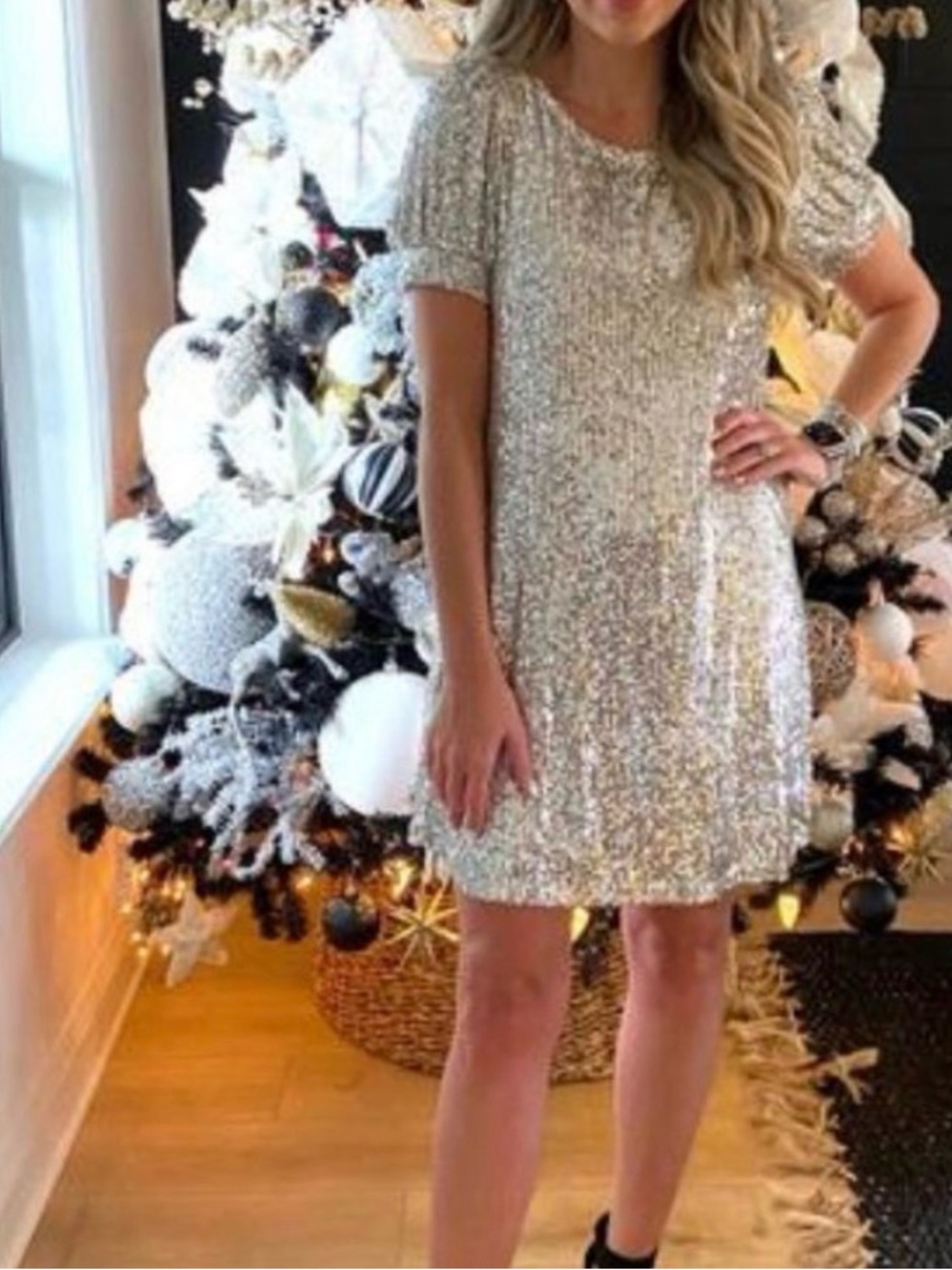 Cable & Gauge Silver Sequin Shift Top